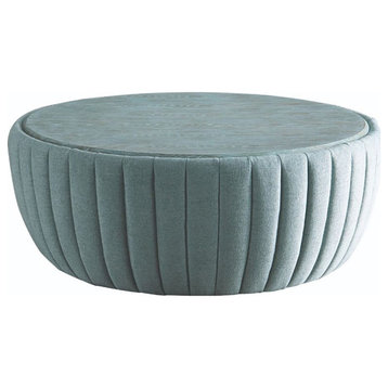 American Eagle Furniture Tufted Fabric Coffee Table in Light Turquoise