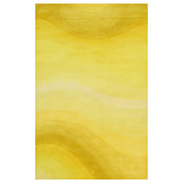 EORC Yellow Hand-Tufted Wool Desertland Rug 8' Round
