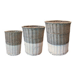 GreenGate Willow Bin Basket With Grey - Set Of 3 - Storage Baskets