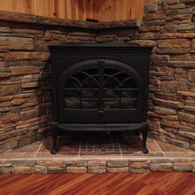 Corner Fireplace Stove Decorating Ideas