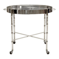 Worlds Away Brighton Nickel Plated Bamboo Bar Cart - Bar Carts
