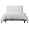 Maya Button Tufted Adjustable Height Headboard, Antique White Linen, King