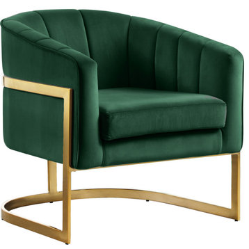 Carter Velvet Upholstered Accent Chair, Green