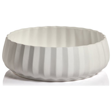Chantria White Ceramic Bowl, 16"