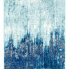 Abstract Rainfall Area Rug, Blue, 2'8"x8'runner