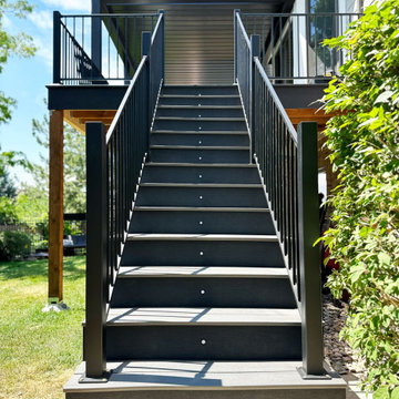 Louvered Pergola And Maintenance-Free Composite Decking With Exterior Lighting