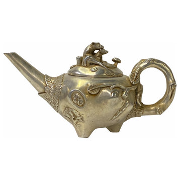 Chinese Handmade Metal Silver Color Jar Shape Teapot Display Hws1578