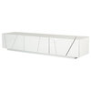 Olivia2 White Lacquer Entertainment TV Console WIth Built-in Storage
