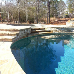 Tanning pool with staircase water feature - Products