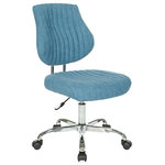 OSP Home Furnishings - Sunnydale Office Chair  With Chrome Base, Sky - Fun fashionable colors and modern silhouette, the Sunnydale office chair delivers warmth and style to your home office. Plush channel tufted seat and back with built in lumbar support is as pretty as it is comfortable. The pneumatic height adjustment and 360� rotation allow for flexibility of use in your work space. Durable chrome base adds a lovely sheen, while you travel easily across your floor on the heavy-duty dual carpet casters. This chair not only brings color and style, but also offers outstanding functionality to make your work day smoother and easier.