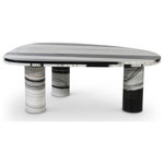 Meridian Furniture - Messina Marble Coffee Table, Panda - Getting this Messina black and white panda marble coffee table home is the easy part; taking your eyes off it is decidedly more difficult. Handcrafted using genuine black and white panda marble, this coffee table has a look that's unique just to it, as no two tables are the same. The geometrically inspired talk with its unexpected shape instantly captures the attention of everyone who enters the room, and a triple columnar base ensures sturdy support no matter where you choose to use it.