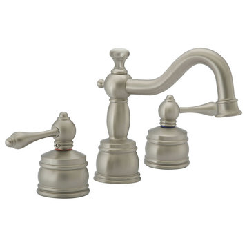 Lavatory Two Lever 6" - 16" Adjustable Widespread Faucet with Solid Brass Pop-Up