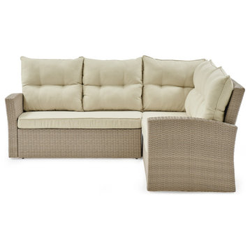 Canaan All-Weather Wicker Outdoor Double Loveseat Sectional Sofa