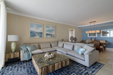 Example of a mid-sized transitional enclosed living room design in Miami