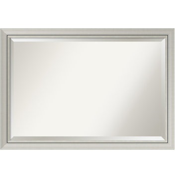 Romano Silver Narrow Beveled Wood Bathroom Wall Mirror - 39.75 x 27.75 in.