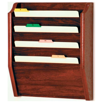 Wooden Mallet 4 Pocket Legal Size Wall File Holder in Mahogany