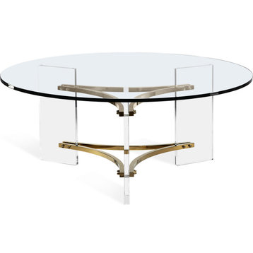 Tamara Cocktail Table - Clear, Polished Brass