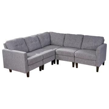 GDF Studio Marsh Mid Century Modern Sectional Sofa Set, Gray Tweed
