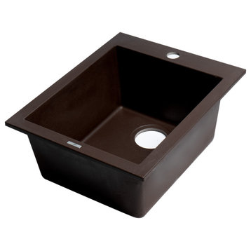 ALFI brand AB1720DI-C Chocolate 17" Drop-In Rectangular Granite Prep Sink