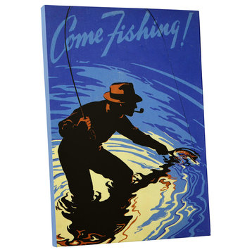 Vintage Apple "Come Fishing" Gallery Wrapped Canvas Wall Art