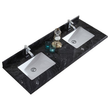 Black Wood Countertop 60" Single Hole with Rectangle Sink