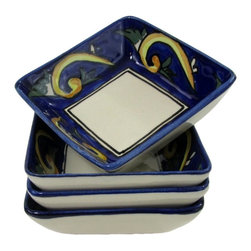 Le Souk Ceramique - Riya Stoneware Square Sauce Dishes, Set of 4 - Salad And Dessert Plates