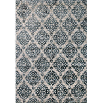Melody Ivory and Blue Rug, 2'2"x10'10"