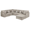 Amira Beige Fabric Reversible Modular Sectional Sofa with Ottoman and Pillows
