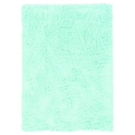 Faux Sheepskin Rug, Blue, 5'x7'