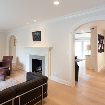 Fireplace hearth and mantle are updated