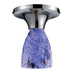 Elk Lighting - Elk Lighting Celina Polished Chrome & Starburst Blue Glass 7'' Wide Semi-Flush M - Flush-mount Ceiling Lighting