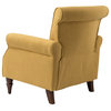 32.5" Wooden Upholstered Accent Chair With Arms, Mustard