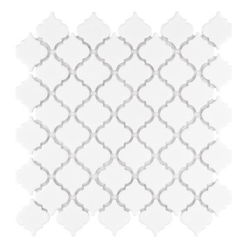 Merola Tile Hudson Tangier Porcelain Mosaic Floor and Wall Tile, Glossy White