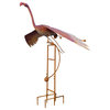 Metal Flying Flamingo Rustic Rocker Garden Stake Outdoor Yard Sculpture