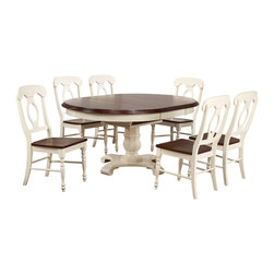 Sunset Trading - 7-Pc Butterfly Leaf Dining Set with Napoleon Chairs - Dining Sets