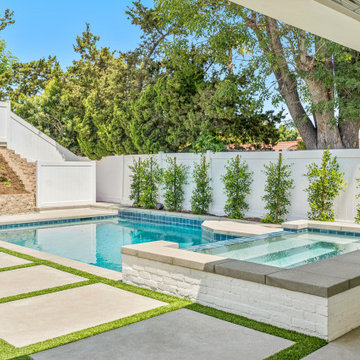 Backyard Pool and Spa with Hardscape Design