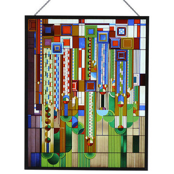 Frank Lloyd Wright Saguaro Stained Glass Metal Framed