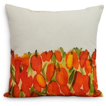 Sunset Tulip Garden Decorative Floral Throw Pillow, Orange, 26"