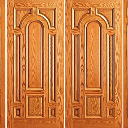 Prehung Entry Mahogany Moulding 8 Panel Double Door Two Sidelites - Front Doors
