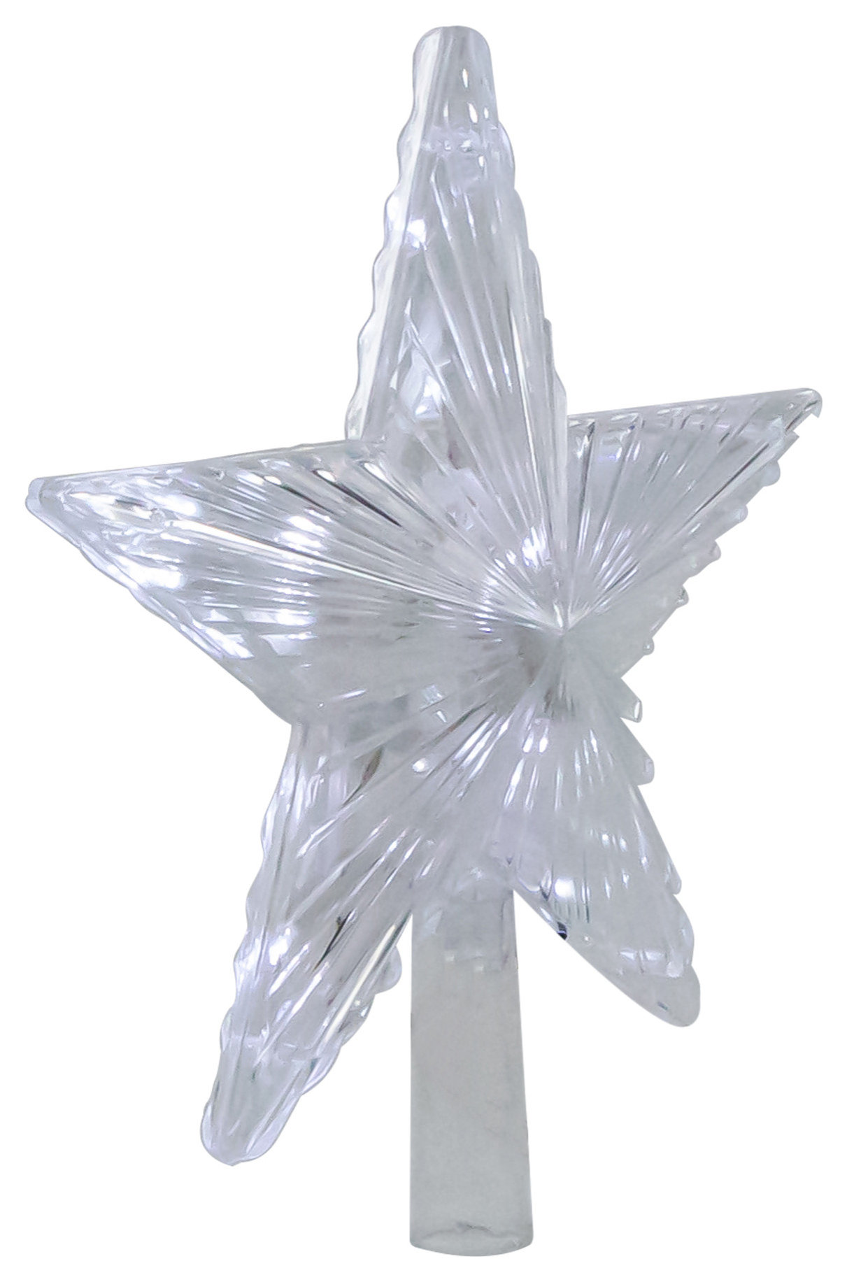 8.5" LED Lighted Clear 5 Point Star Christmas Tree Topper White Lights ...