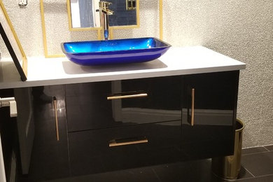Bathroom Vanity Black and Gold  Shelby