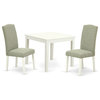 3-Piece 36" Table, 2 Parson Chair-White Leg, Dark Shitake