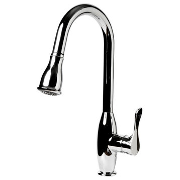 ABKF3783-PC Polished Chrome Traditional Gooseneck Pull Down Kitchen Faucet