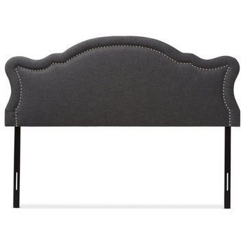 Avery Modern and Contemporary Dark Gray Fabric Queen Size Headboard