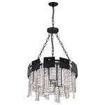 CWI Lighting - Glacier 6 Light Down Chandelier With Polished Nickel Finish - Install the Glacier 6 Light Chandelier and watch your room come to life. This elegant chandelier measures 16 inches in diameter and is designed with a combination of textured black metal panels and shimmering clear glass crystal panels. It has the glitzy factor without going too over-the-top making it the perfect fixture to glam up a simple living room or dining room. Feel confident with your purchase and rest assured. This fixture comes with a one year warranty against manufacturers defects to give you peace of mind that your product will be in perfect condition.