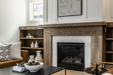 Example of a transitional living room design in Indianapolis
