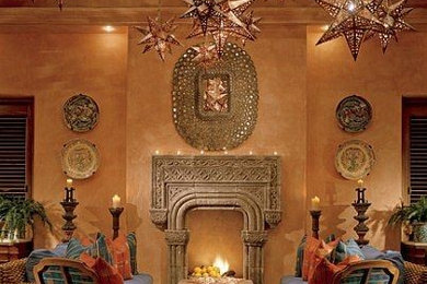 Example of a mountain style living room design in Philadelphia