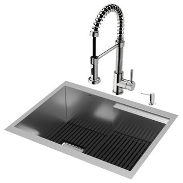 VIGO Hampton 24" Stainless Steel Sink With Faucet, Stainless Steel