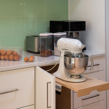 Dedicated Pop-Up Stand Mixer in White Kitchen Cabinets