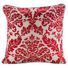 Red Red Damask Pattern 16"x16" Burnout Velvet Pillowcase, Cayenne Red Damask